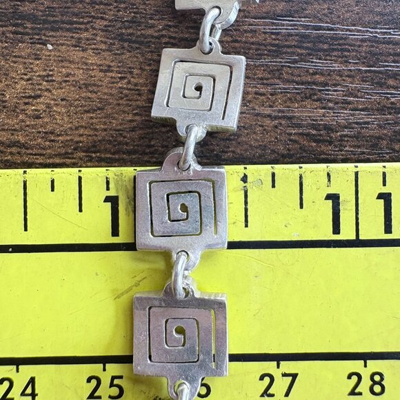 VTG Sterling Silver 925 Greek Key Design Chain Bracelet Size 7.25" Length - Picture 7 of 8